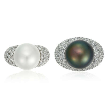 NO RESERVE | GROUP OF CULTURED PEARL AND DIAMOND RINGS - photo 1