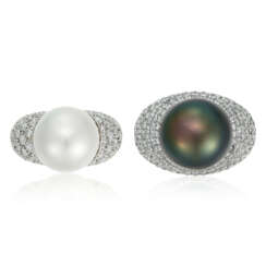 NO RESERVE | GROUP OF CULTURED PEARL AND DIAMOND RINGS