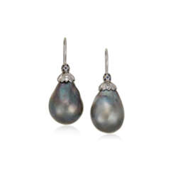 NO RESERVE | CULTURED PEARL, DIAMOND AND SAPPHIRE EARRINGS