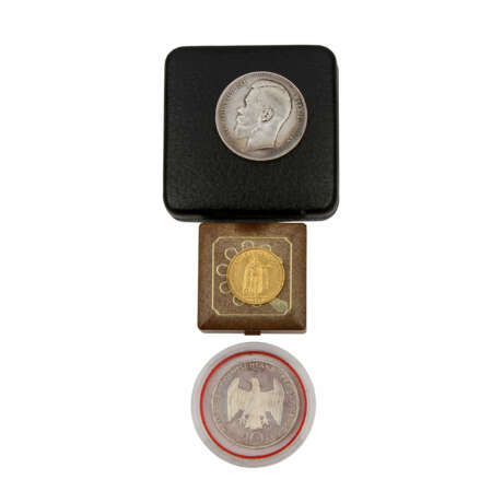 Drei Münzen mit SILBER und GOLD, - фото 1