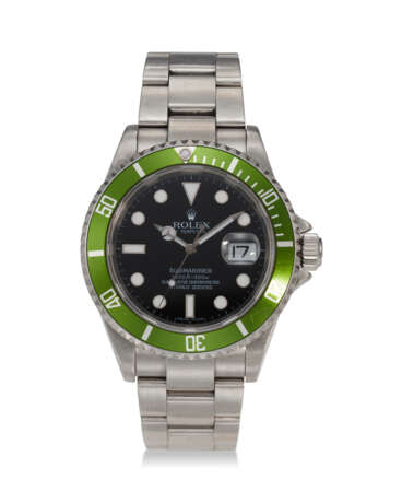 ROLEX, REF. 16610LV, SUBMARINER, “KERMIT”, A STEEL WRISTWATCH WITH DATE AND GREEN BEZEL - фото 1