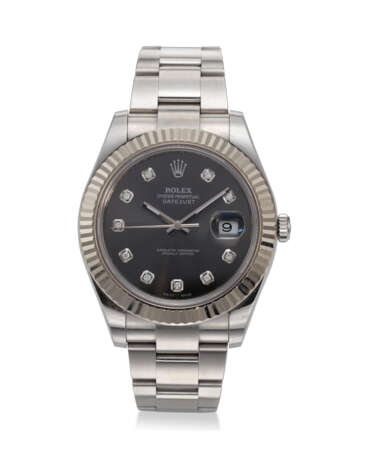 ROLEX, REF. 116334, DATEJUST, A STEEL WRISTWATCH WITH DIAMOND HOUR MARKERS AND DATE - Foto 1
