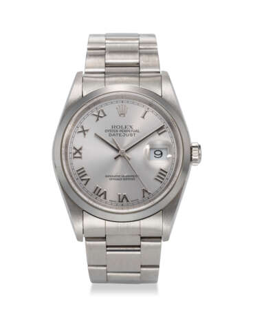 ROLEX, REF. 16200, DATEJUST, A STEEL WRISTWATCH WITH DATE ON BRACELET - Foto 1