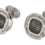 PATEK PHILIPPE, A PAIR OF 18K WHITE GOLD AND DIAMOND NAUTILUS CUFFLINKS - photo 1