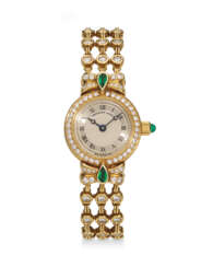 BREGUET, REF. 8611, A FINE LADY’S 18K YELLOW GOLD WRISTWATCH WITH DIAMOND AND EMERALD SETTING