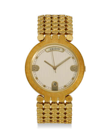 HARRY WINSTON, AN 18K YELLOW GOLD WRISTWATCH WITH DAY AND DATE ON INTEGRATED BRACELET - Foto 1