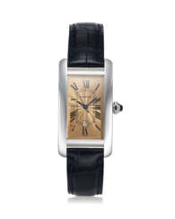CARTIER, REF. 1726, TANK AMERICAINE, AN 18K WHITE GOLD LIMITED EDITION RECTANGULAR-SHAPED WRISTWATCH WITH SALMON DIAL