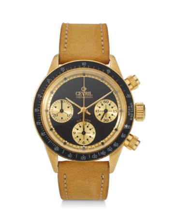 GEVRIL, TRIBECA “JOHN PLAYER SPECIAL” AN ATTRACTIVE 18K YELLOW GOLD CHRONOGRAPH WRISTWATCH, NUMBERED 31/100 - фото 1