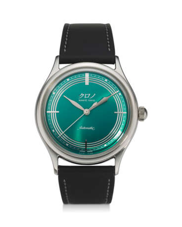 KURONO BUNKYO TOKYO, MORI EDITION, A FINE STEEL WRISTWATCH WITH GREEN DIAL - фото 1