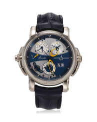 ULYSSE NARDIN, REF. 670-88, SONATA, AN 18K WHITE GOLD DUAL TIME CATHEDRAL ALARM WRISTWATCH WITH SPLIT DATE 