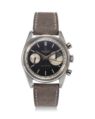 UNIVERSAL GENEVE, REF. 884100/001, UNI-COMPAX, “BIG EYE”, A STEEL CHRONOGRAPH WRISTWATCH - Foto 1