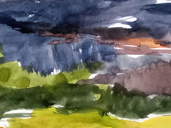 Design Painting, Картина акварель “Thunderstorm is coming”, Paper, Watercolor, Avant-gardism, Landscape painting, Russia, 2019 - photo 2