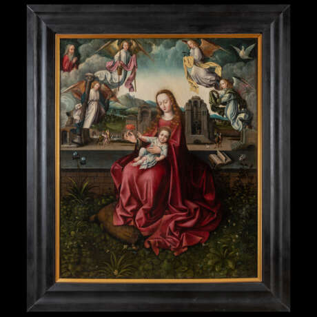 Мадонна с младенцем и ангелами Мастер из Франкфурта Bois naturel Huile Renaissance Genre religieux Les Pays-Bas 16 век - photo 1
