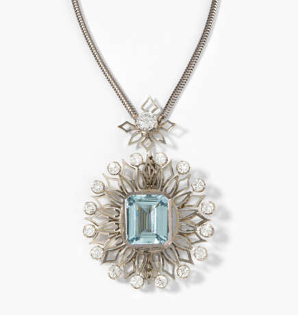 Aquamarin-Brillant-Collier/Brosche - photo 1