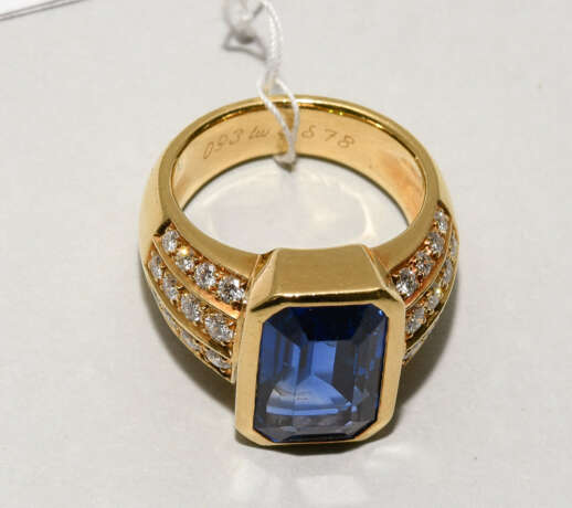 Ceylon-Saphir-Diamant-Ring - photo 5