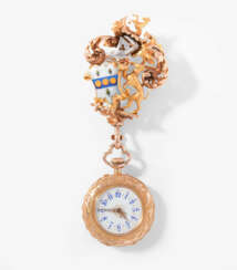 Anhängebrosche mit kleiner Taschenuhr, Gustave Badollet, Genf, um 1900