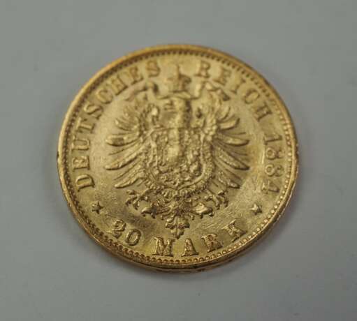 Hamburg: 20 Mark 1884 - GOLD. - фото 2