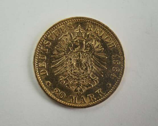 Hamburg: 20 Mark 1884 - GOLD. - фото 3