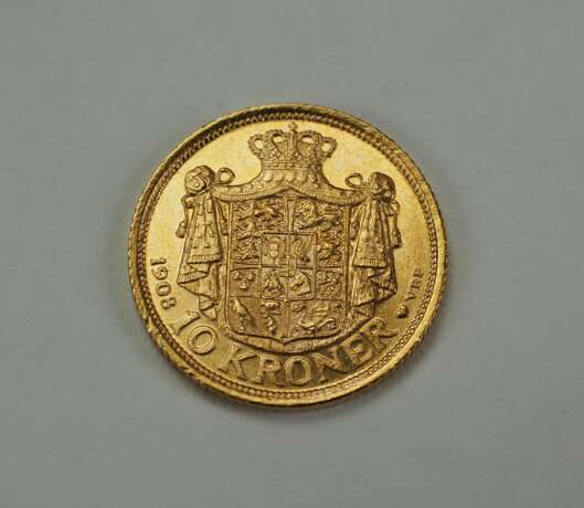 Dänemark: 10 Kronen 1908 - GOLD. - фото 2
