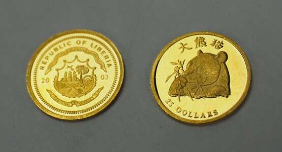 Liberia: 25 Dollar Kleinmünze GOLD - 2 Exemplare. - Foto 2