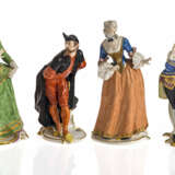 Acht Figuren aus der Commedia dell'Arte - Nymphenburg, nach Modell von F. A. Bustelli - Foto 1
