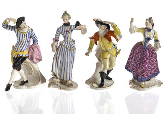 Acht Figuren aus der Commedia dell'Arte - Nymphenburg, nach Modell von F. A. Bustelli - Foto 2