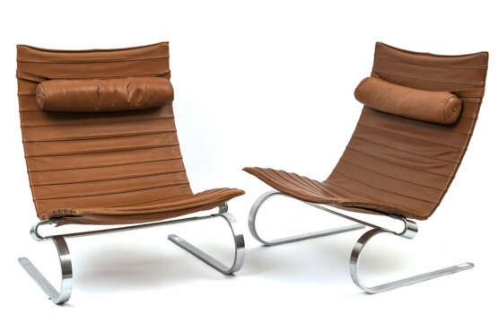 Ein Paar Sessel PK 20 - Entwurf Poul Kjaerholm 1968, Ausführung Fritz Hansen 1970er Jahre - Foto 1