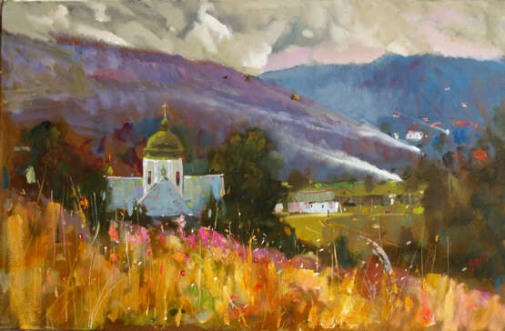 Монастырь в Лаврове Canvas Oil paint Realism Landscape painting 2013 - photo 1
