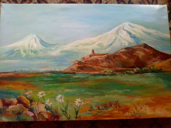 ARARAT И ХОР ВИРАП Canvas Oil paint Realism Landscape painting 2013 - photo 1