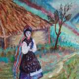 Українка у Карпатах Canvas on the subframe Oil paint Impressionism Mountain landscape Ukraine 2022 - photo 1