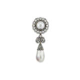 LATE 19TH CENTURY NATURAL PEARL AND DIAMOND BROOCH - Foto 1