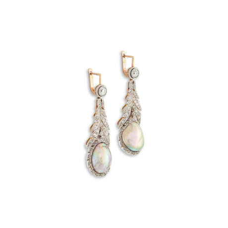 NATURAL BLISTER PEARL AND DIAMOND EARRINGS - photo 2