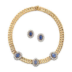 SAPPHIRE AND DIAMOND NECKLACE AND EARRING SET
