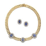 SAPPHIRE AND DIAMOND NECKLACE AND EARRING SET - photo 1