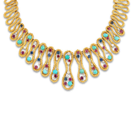 TURQUOISE, RUBY, SAPPHIRE AND DIAMOND NECKLACE - Foto 3