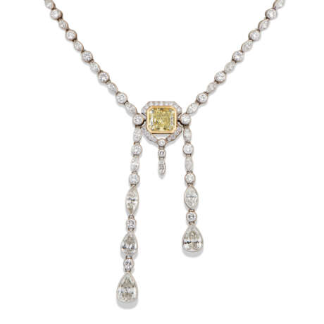 COLOURED DIAMOND AND DIAMOND NECKLACE AND EARRINGS - фото 4