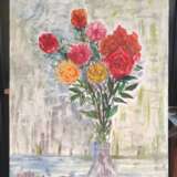 Oil painting “Розы. Троянди у блакитному світлі.”, полотно на підрамнику, пензлик, квітковий натюрморт, Ukraine, 2022 - photo 1
