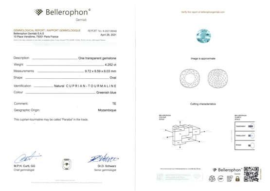 Afrikanischer Kupferturmalin (Paraíba) von 4,252 ct, - фото 4