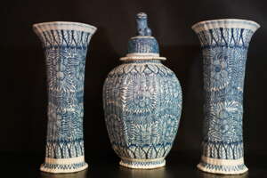 Фарфоровые вазы, Set of 3 pcs., Porcelain, Hand painted, Делфт, 18 век
