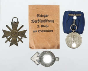 3 Orden 3. Reich, 1 x HJ-Verdienstabzeichen; Hersteller…
