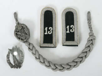 Schulterklappen-Paar, Schützenschnur, 1 Orden 3. Reich,…