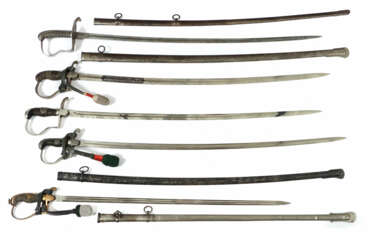 Fünf Säbel und Degen Ende 19. Jh., 1x Säbel II. Thür. F…