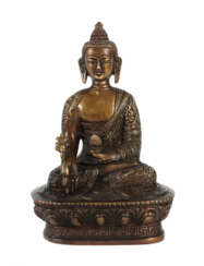 Medizinbuddha Nepal, 2. Hälfte 20. Jh., Bronze, mit Lot…