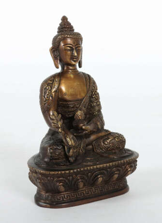 Medizinbuddha Nepal, 2. Hälfte 20. Jh., Bronze, mit Lot… - Foto 2