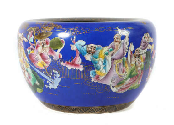 Großer Keramiktopf China, Mitte/Ende 20. Jh., blaue Gla… - Foto 1