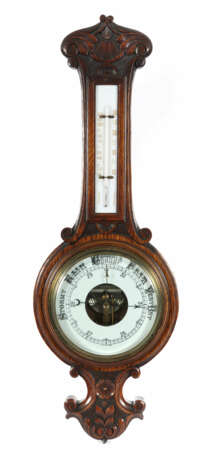 Barometer/Thermometer Anfang 20. Jh., Holz ornamental b… - photo 1