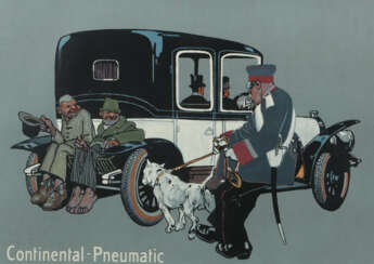 Continental-Reklame um 1920, Farblithographie, 2 Clocha…