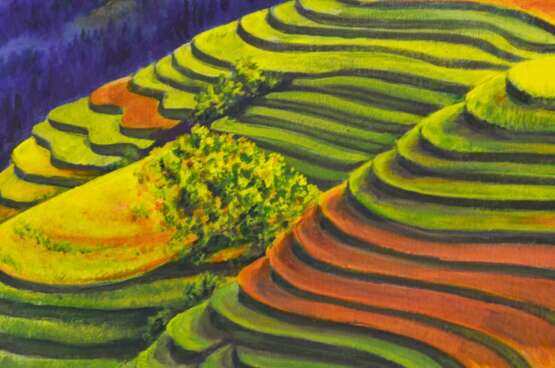 «China field ( Рисовые поля Китая)» Картон Акриловые краски Пейзаж 2018 г. - фото 2