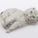 Extravagante Katzenbrosche mit Diamantbesatz Platin, gr… - photo 2