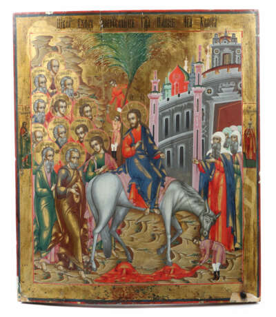 Ikone ''Einzug Jesu nach Jerusalem'' Russland, 19. Jh.,… - Foto 1